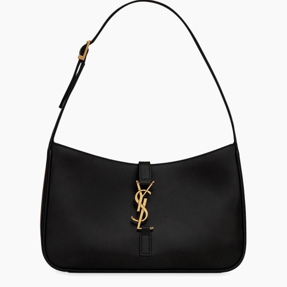 Yves Saint Laurent Black Shoulder Bag with Gold Logo
